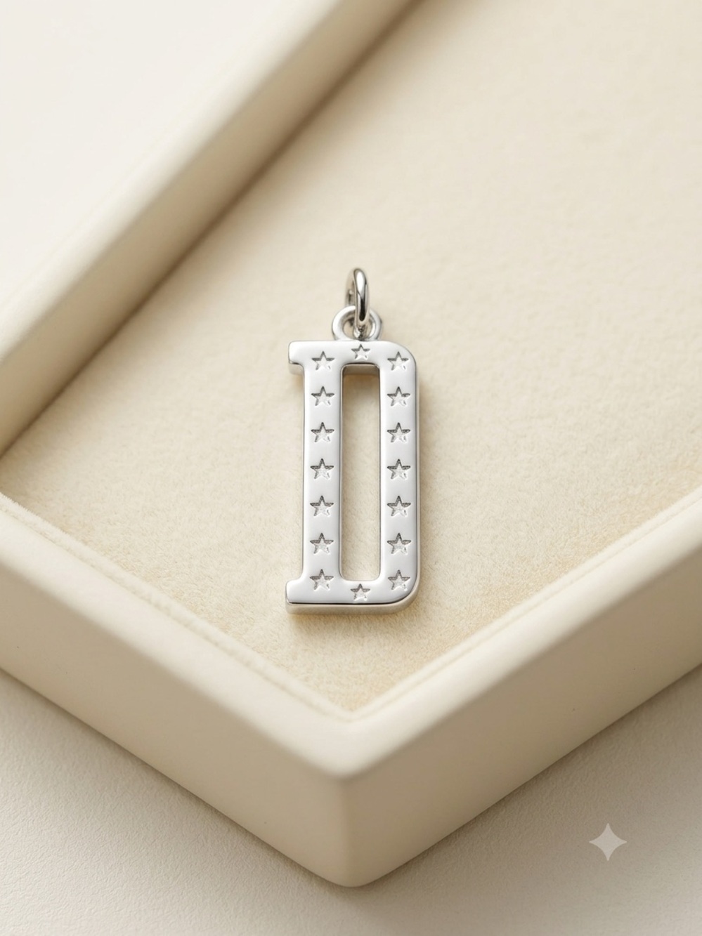 Dior Silver tone Letter D Pendant Necklace with Star Motif